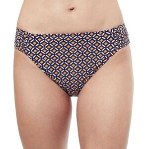 Gottex Navy and Orange Geometric Bikini Bottom  size 14